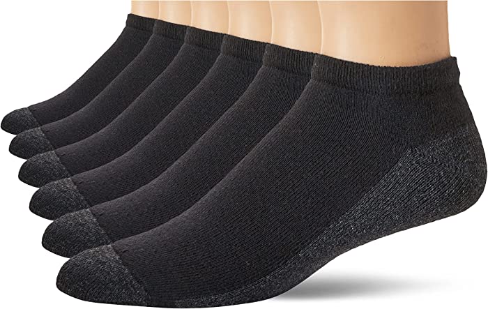 Hanes mens Hanes Men's Max Cushion Low Cut 6-pair Pack, Available in Big & Tall Casual Sock, Black, 12-Jun US