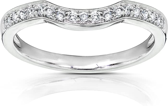 Kobelli Round Diamond Curved Wedding Band 1/6 carat (ctw) in 14K Gold