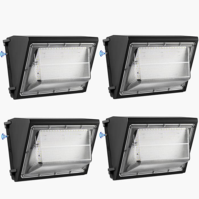 4PACK Dusk to Dawn 120W LED Wall Pack Light Fixture, 15600LM 600-800W HPS/HID Equivalent, 5000K Daylight Commerical/Industrial Outdoor Security Lighting, ETL for Parking Lot,Warehouse,Entrance