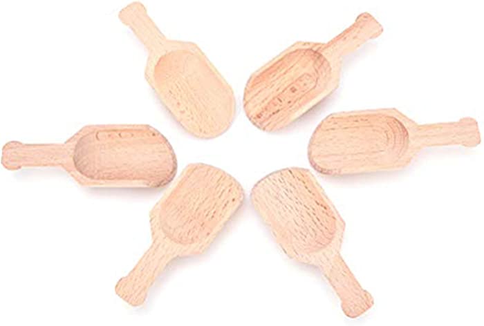 JiaUfmi 6PCS Wooden Scoops for Bath Salts Essential Oil Bath Salt Spoon (3.14 x 1.18 x 0.43 Inches)