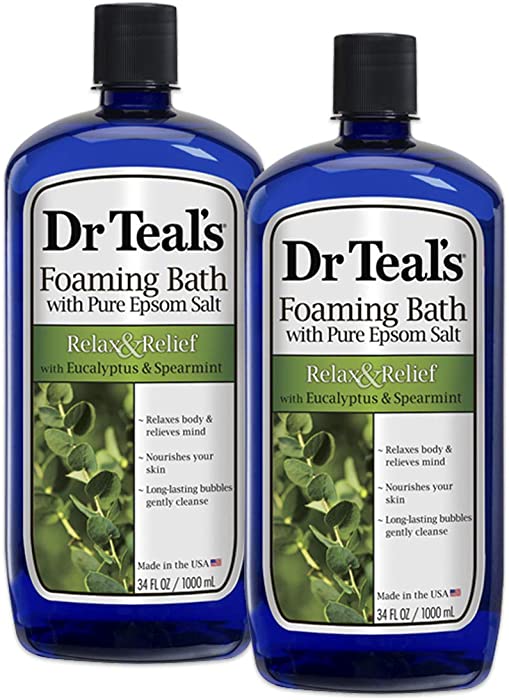 Dr. Teal's Foaming Bath, Eucalyptus Spearmint, 34 Fl Oz (Pack of 2)