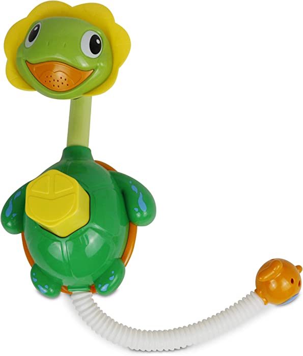 Bambiya Turtle Fountain Baby Bath Toy - Bath Activity Set Sprays Water and is Fun to Play with - No Batteries Required, Ideal Bath Tub Toys for Babies 18 Months and Older