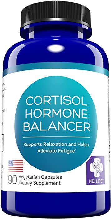 MD. Life Cortisol Support Hormone Balancer - Stress Relief, Sleep & Adrenal Health - 90 Vegan Capsules - Adrenal Support Supplement - Cortisol Manager with Ashwagandha Powder - Cortisol Blocker