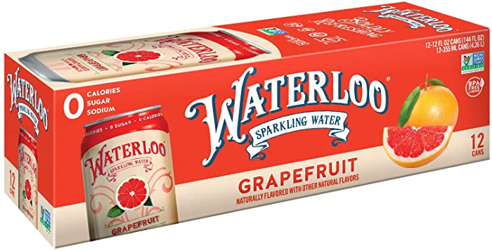 Waterloo Sparkling Water, Grapefruit Naturally Flavored, 12 Fl Oz Cans, Pack of 12 | Zero Calories | Zero Sugar or Artificial Sweeteners | Zero Sodium