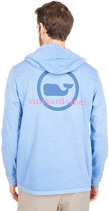 vineyard vines Men's Long Sleeve Garment Dyed Whale Dot Hoodie T-Shirt
