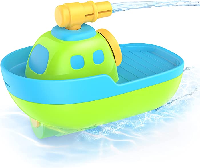 KINDIARY Bath Toy, Automatic Water Spray Squirt Boat, Battery Operated Sprinkler Bathtub Waterproof Bathing Tub Swimming Pool Toy for Baby, Toddlers, Infants, Kids, Boys, Girls