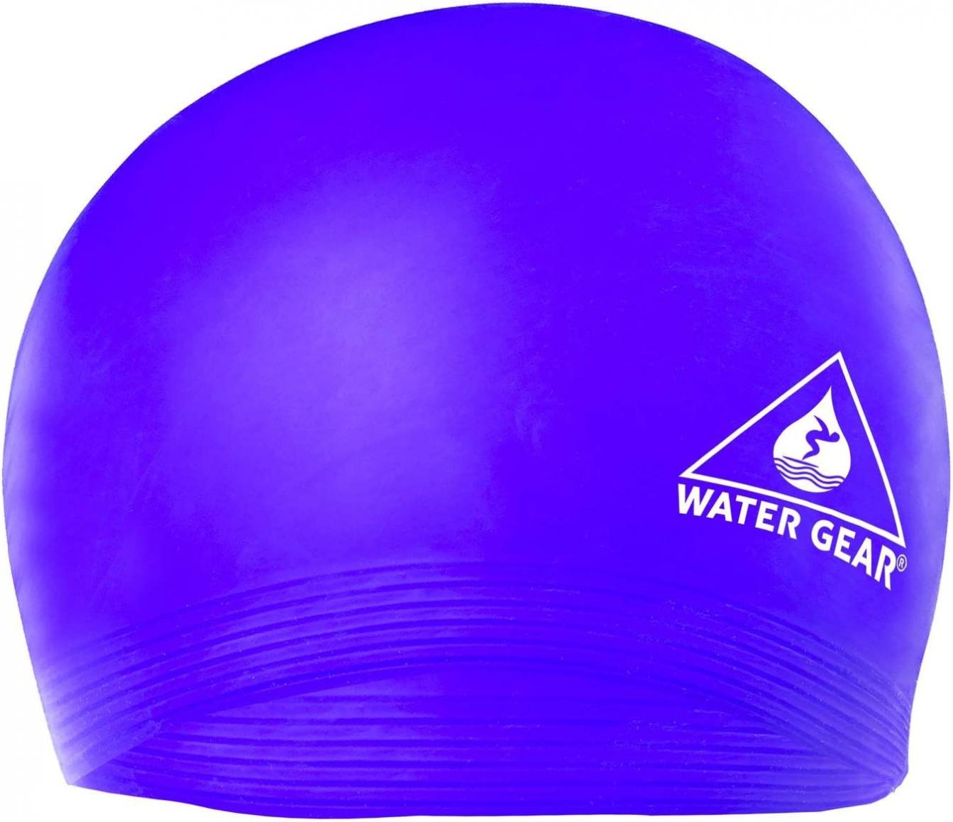 Water Gear Latex Adult Swim Cap - Durable and Flexible Unisex Non-Waterproof - Great for Short and Long Hair - Improve Your Performance - Triathlon Swimmers and Athletes