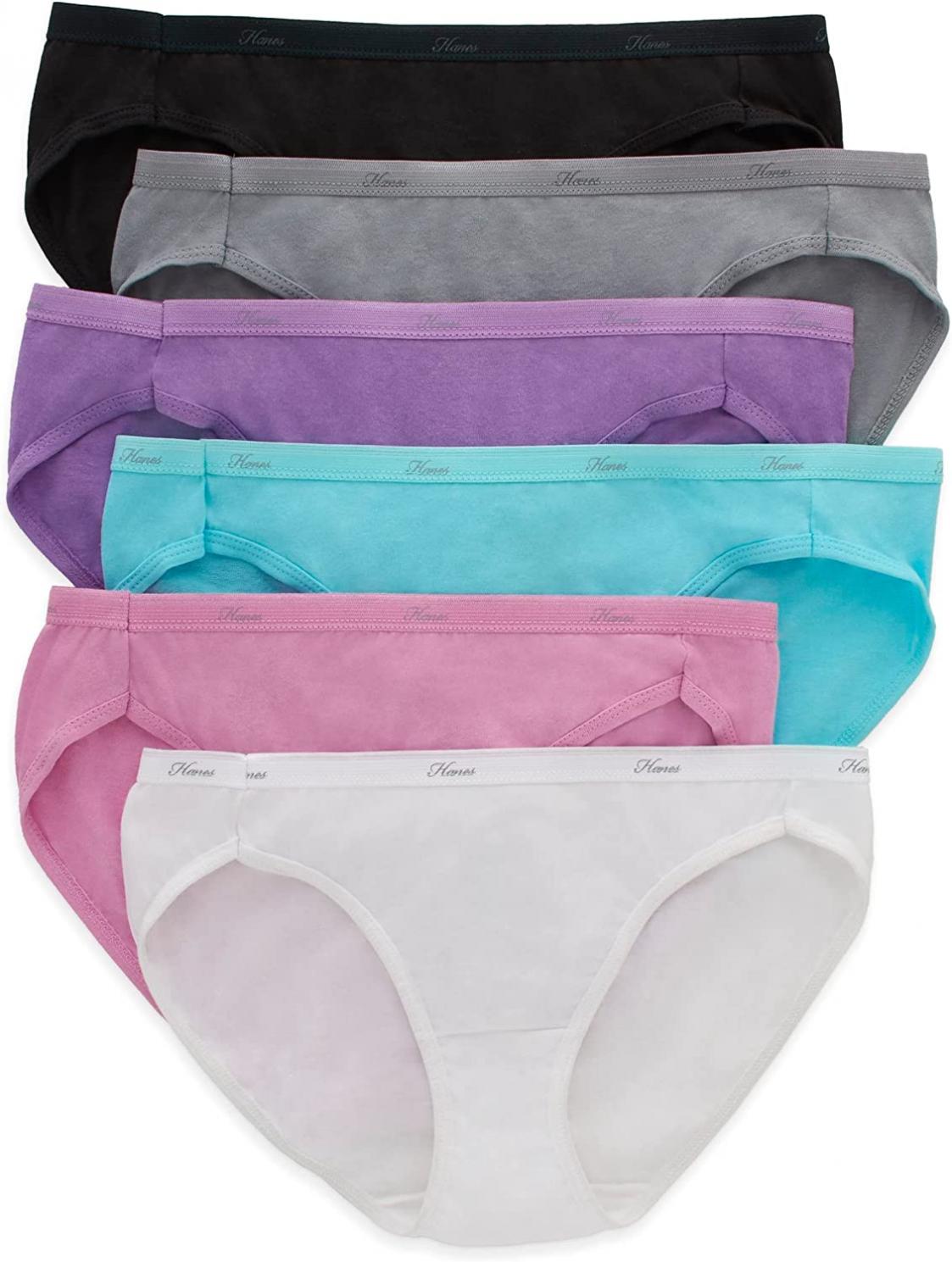 Hanes Women's Bikini Panties Pack, Moisture-Wicking Cotton Bikini Underwear (Colors May Vary)