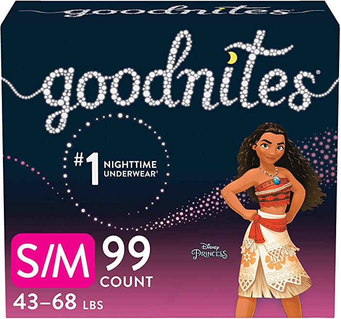 Goodnites Nighttime Bedwetting Underwear, Girls' S/M (43-68 lb.), 99 Ct