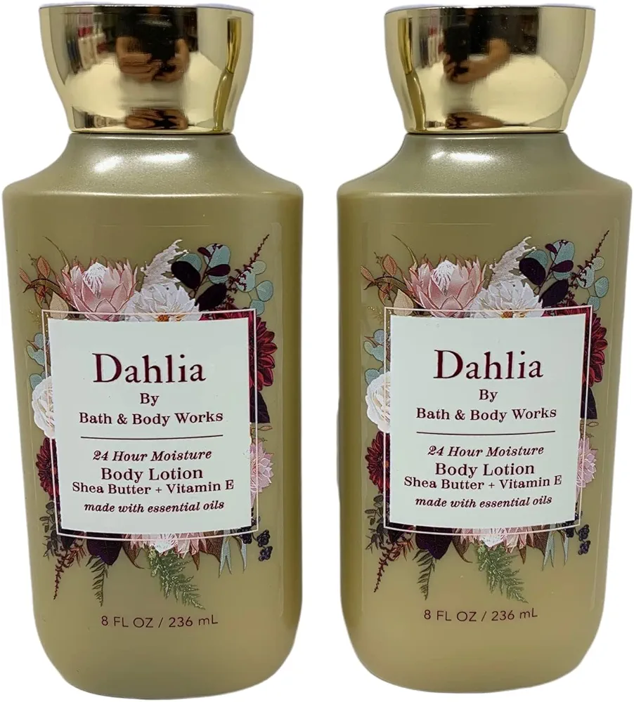 Bath and Body Works Dahlia Super Smooth Body Lotion Sets Gift For Women 8 Oz -2 Pack (Dahlia)