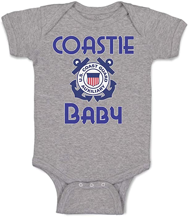 Custom Baby Bodysuit United States Coast Guard Auxiliary Coastie Baby with Flag