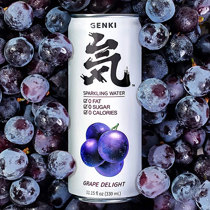 GENKI FOREST Flavored Sparkling Water, Grape Delight, 11.15 fl oz Cans(pack of 24)
