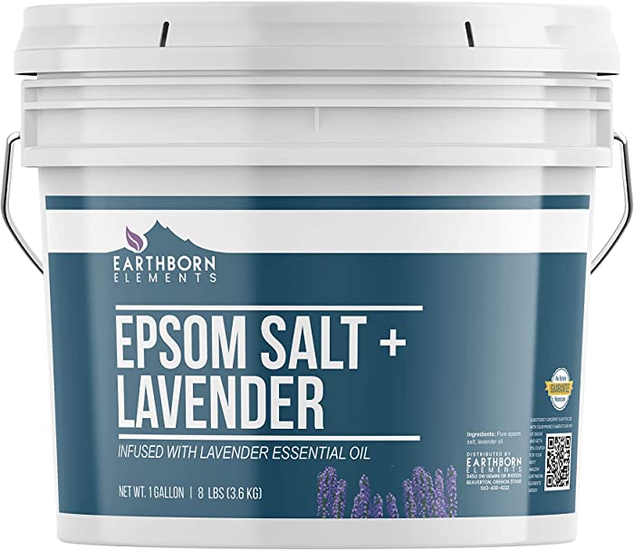 Earthborn Elements Lavender Epsom Salt (1 Gallon), Infused with Lavender Essential Oil, Always Pure