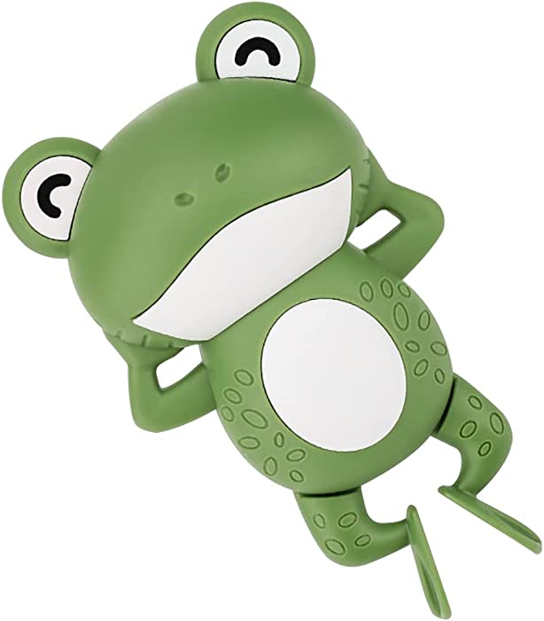 oAutoSjy Cute Clockwork Swimming Frog Baby Bath Toys, Bath Toys for Toddlers 1-3 Boys Girls, Floating Wind‑Up Bathtub Toys for Kids Infants, Cartoon Animals Bathtub Water Toys for Pool Bathtub, Green