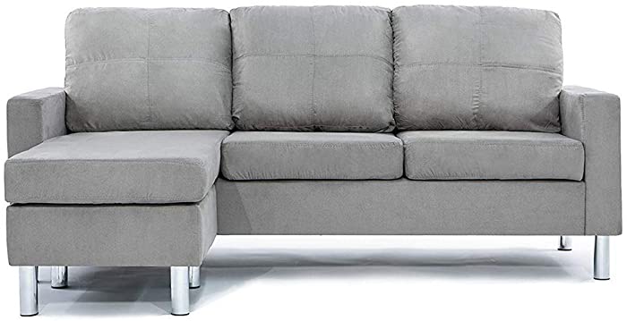 Divano Roma Furniture Small Space Modern Sectional Sofa, Gray