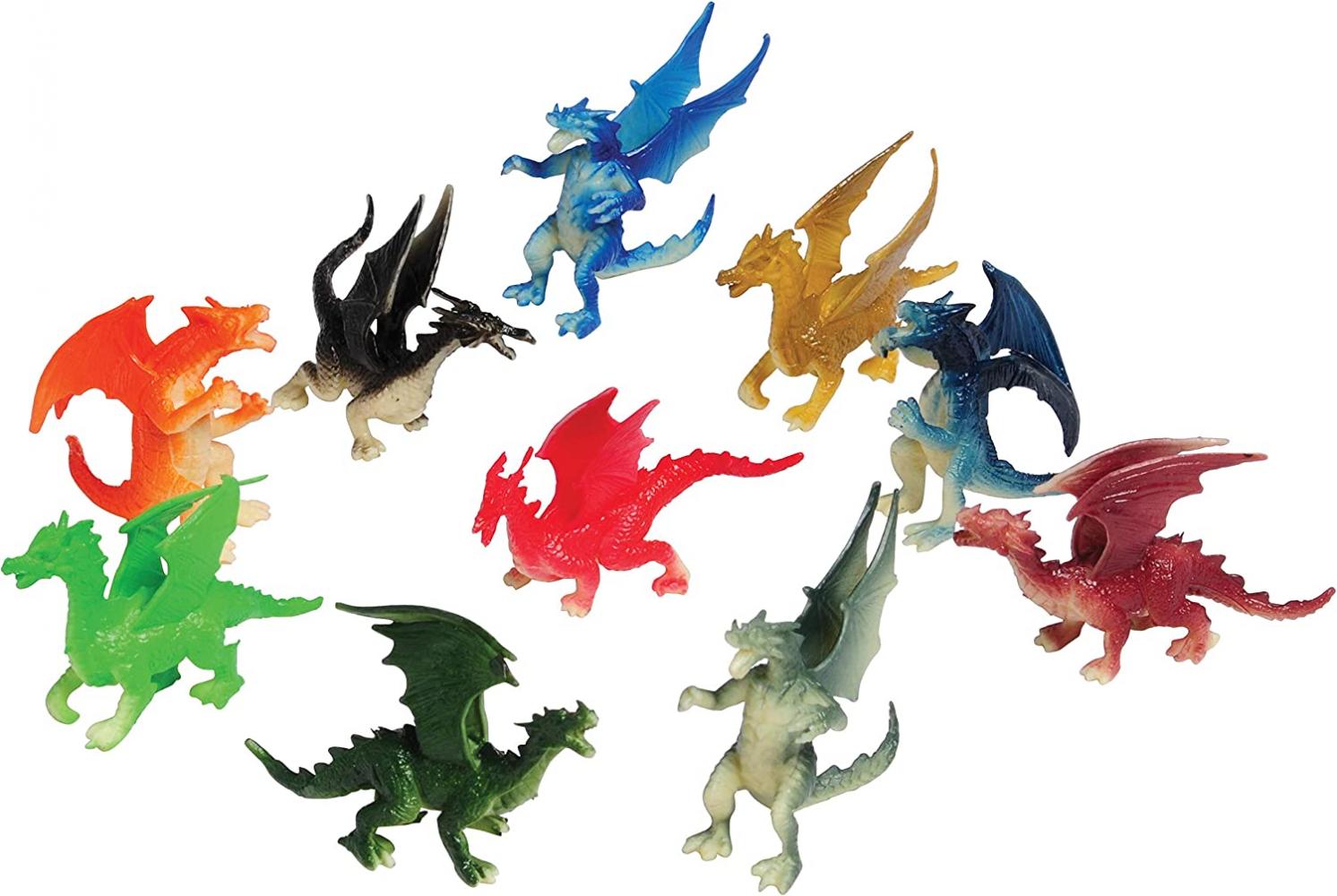 U.S. Toy Assorted Color and Design Mini Dragon Action Figures (12)