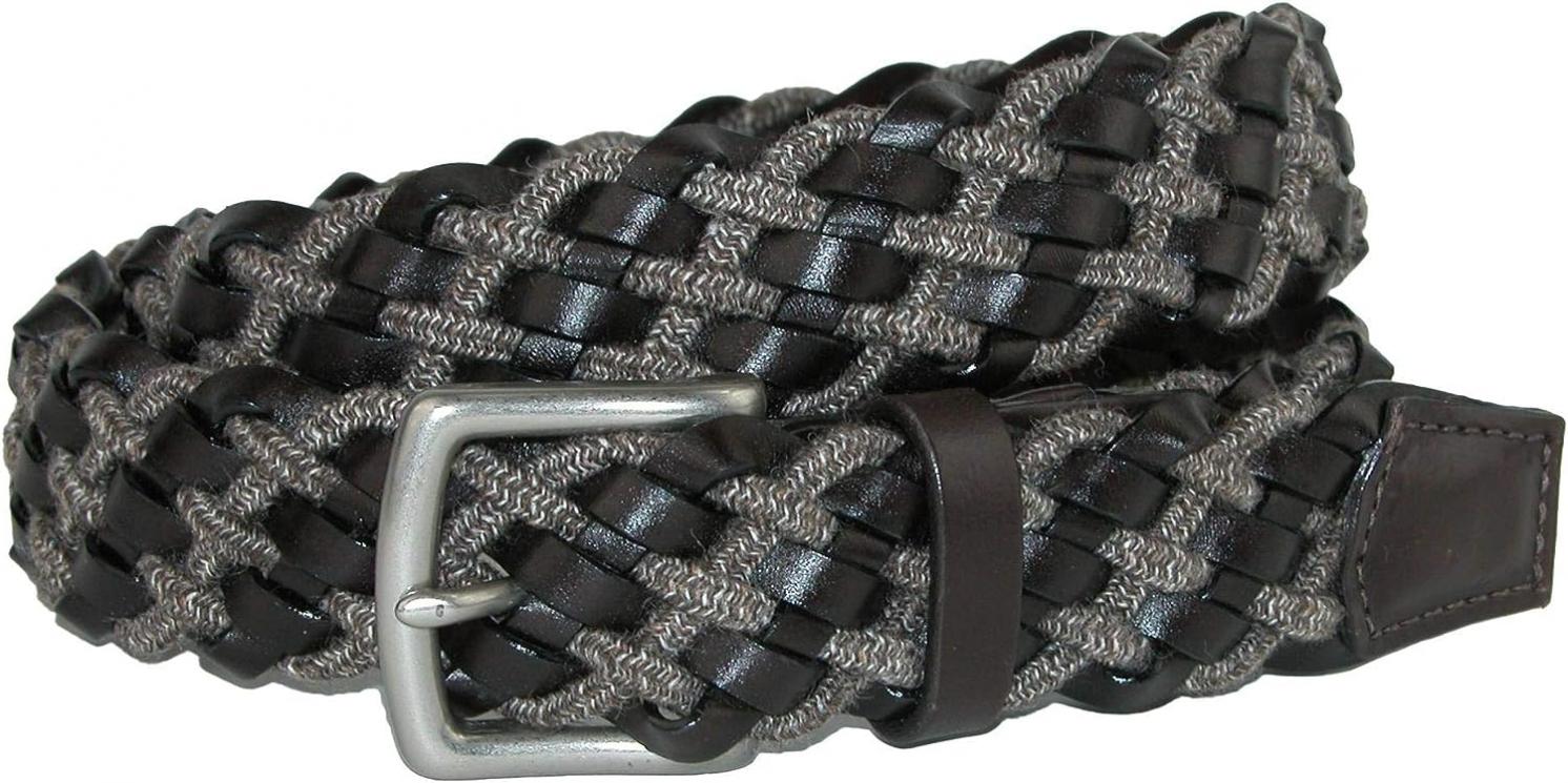 CrookhornDavis Braided Dress Belt for Men, Cashmere and Leather Cord Accessories