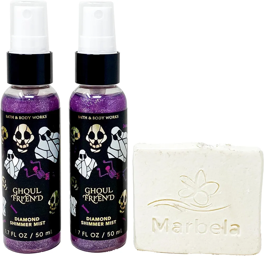 Bath & Body Works Ghoul Friend - 2 Pack Travel Size - Diamond Shimmer Mist With a Natural Oats Sample Soap.