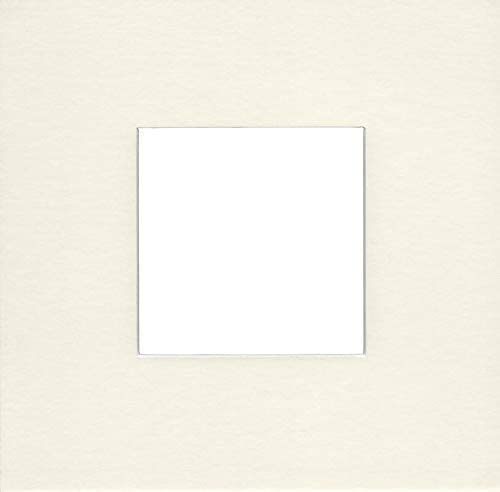 Pack of (6) 10x10 Square Acid Free White Core Picture Mats Cut for 5x5 Pictures in Cream