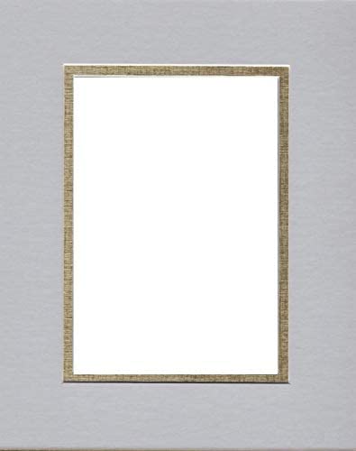 22x28 Double Acid Free White Core Picture Mats Cut for 18x24 Pictures in Nantucket Grey and Gold