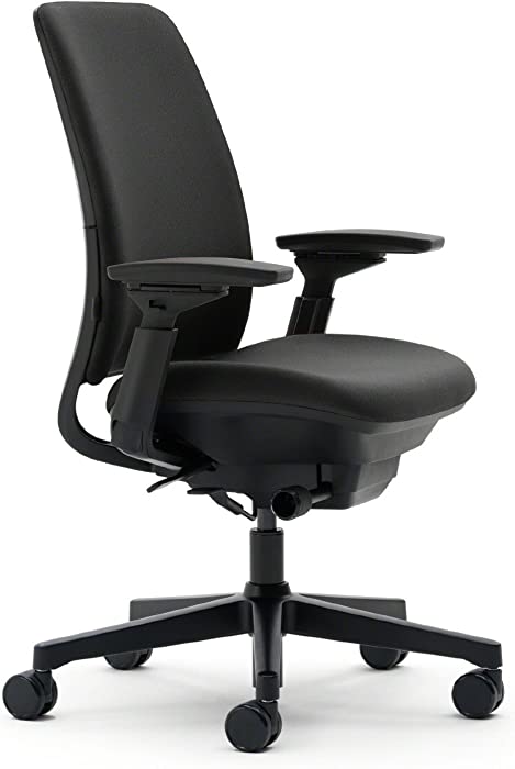 Steelcase Amia Ergonomic Office Chair with Adjustable Back Tension and Arms | Flexible Lumbar with Sliding Seat | Black Frame and Buzz2 Black Fabric