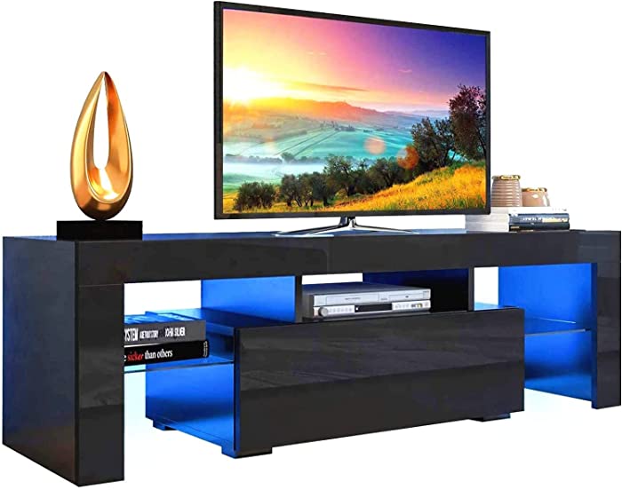 TV Stand for 55 inch TV with Storage Drawer - Entertainment Center for 55+ inch TV, Modern LED TV Stand TV Console Table, Media Cabinet Television Stands for Living Room Bedroom Video Game Movie
