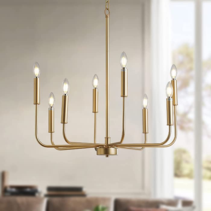 YEDAORL Gold Chandeliers, Modern Chandelier with Adjustable Height for Dining Room Bedroom Living Room Kitchen Island Foyer.