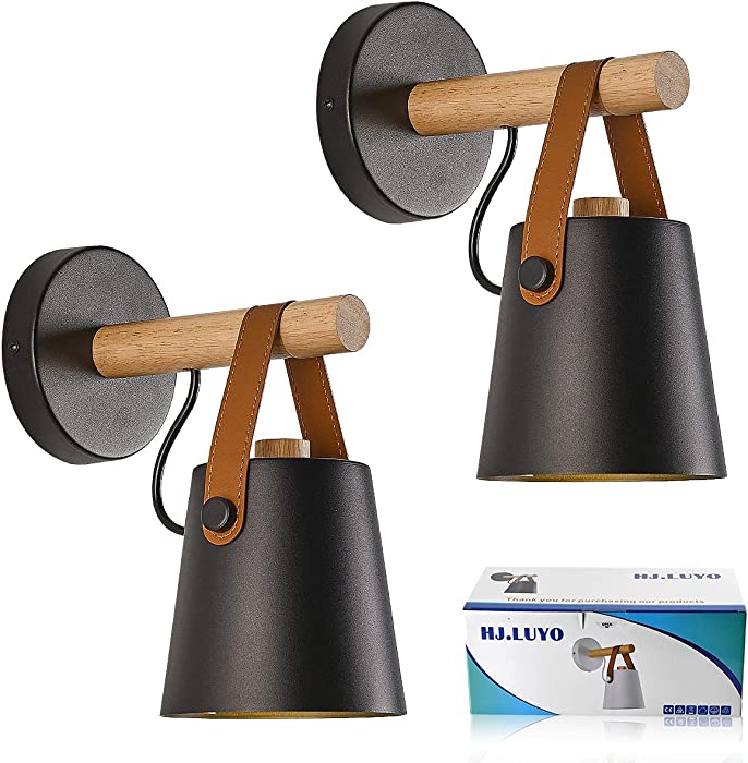 Wall Sconces Set of 2 Indoor Wall Sconces Black Modern Sconces Wall Lighting E26 Base Wall Lamps for Bedroom Bedside or Farmhouse Aisle Corridor