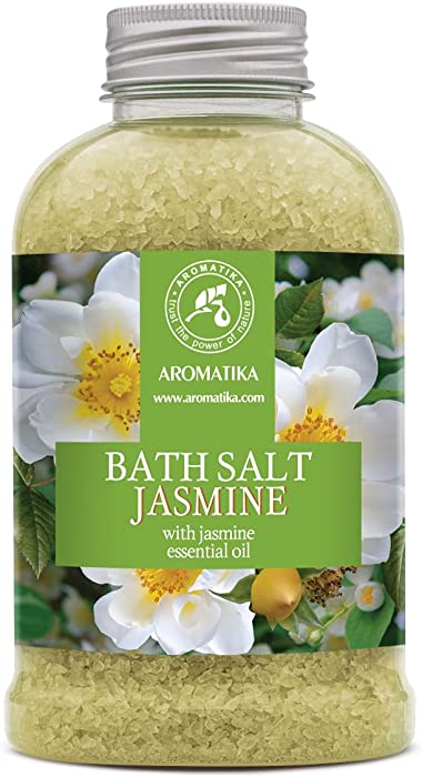 Bath Sea Salt Jasmine 600g - Bath Salts with Jasmine Essential Oil for Bath Soak - Relaxing Bath - Body Care - Muscle Relaxation - Good Sleep - Aromatherapy Bath Salts - Flower Bath Salt