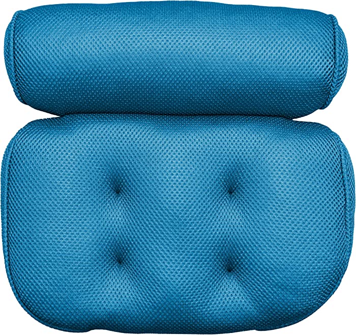 Yogibo H2O Bath Pillow for Tub, Neck, Back Support Headrest Pad, Luxury Bathtub Spa Head Pillows, Comfortable Supportive, 13.25" L x 14.5" W, Blue