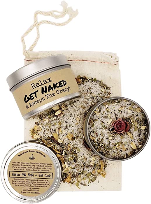 Malicious Women Candle Co - Get Naked & Accept The Crazy - Herbal Bath Salts & Tealights Gift Set