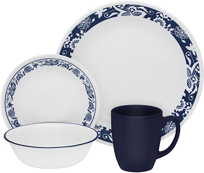 Corelle Livingware True 16-pc Dinnerware Set, White and Blue