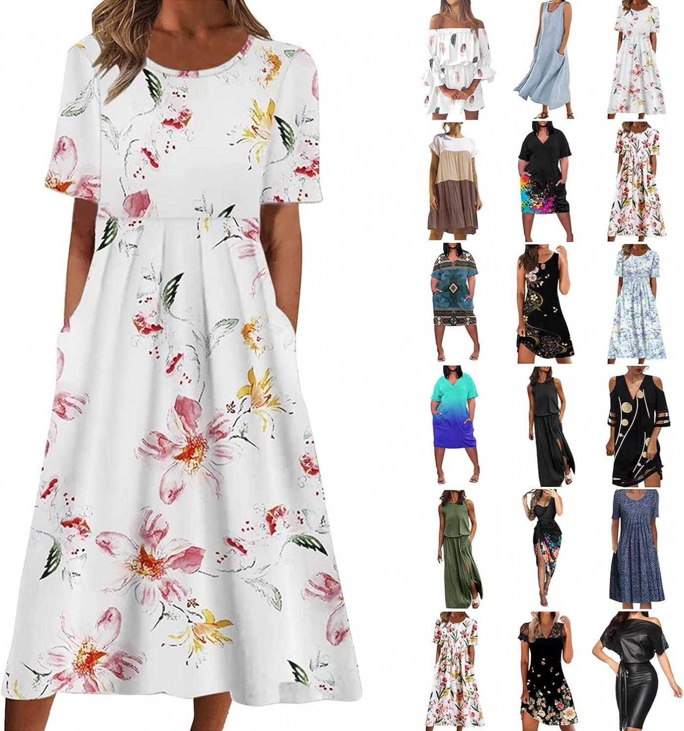 FQZWONG Summer Dresses for Women 2023 Party Casual Vacation Dress Sexy Beach Sundresses Elegant Going Out Aesthetic Clothes