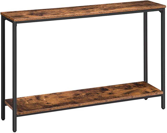 HOOBRO Console Table, 47.2" Narrow Sofa Table with Shelf, Industrial Entryway Table for Living Room, Hallway, Foyer, Corridor, Office, Wood Look Accent Entrance Table, Rustic Brown and Black BF20XG01