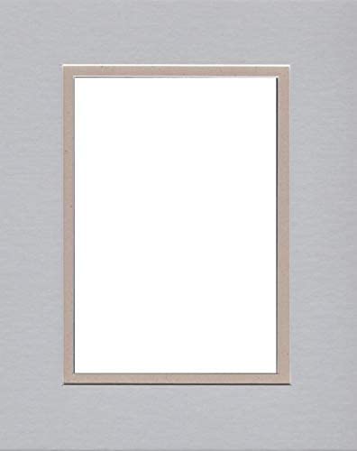 16x20 Double Acid Free White Core Picture Mats Cut for 11x14 Pictures in Nantucket Grey and Light Tan