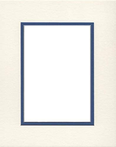 18x24 Double Acid Free White Core Picture Mats Cut for 13x19 Pictures in Cream and Royal Blue