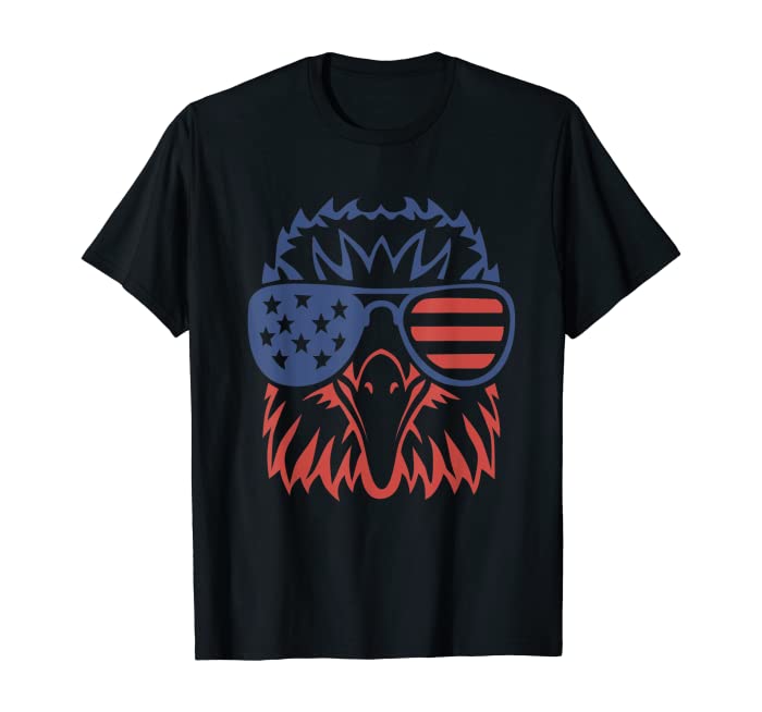 4th of July Patriotic Eagle T Shirt American Flag Glasses US T-Shirt