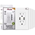 AIDA 4.2A USB Wall Outlet, 20A High Speed USB Ports Duplex Tamper Resistant Receptacle Plug, Wall Plate Included, UL Listed, White( 4 Pack )