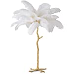 Ostrich Feather Lamp, Feather Floor Lamp 100% All Copper lamp Body for Bedroom, Living Room and Office 67” Tall White Feather Lamp