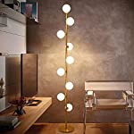 Jiuzhuo Mid-Century Floor Lamps Modern 62&#39;&#39; LED Gold 9-Light Tree Floor Lamp with White Glass Globe for Living Room