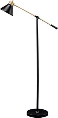 Signature Design by Ashley Garville Modern 58" Metal Floor Lamp with Adjustable Arm, Black & Gold, 27"W x 11"D x 61"H
