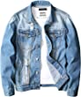 LONGBIDA Men's Denim Jacket Classic Slim fit Ripped Distressed Casual Trucker Jean Coat