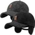 Falidem 2 Pack Men&#39;s Winter Baseball Cap with Ear Flaps, Baseball Winter Hats with Ear Flaps for Men Outdoor Walk Running