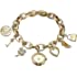 Anne Klein Women's Premium Crystal Accented Gold-Tone Charm Bracelet Watch, 10/7604CHRM