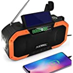 Emergency Weather Radio 5000mAh,JUEMEL Hand Crank Radio with USB &amp; Solar Charging for Camping,Bluetooth/AM/FM/NOAA/TF Mode,Weather Alert Portable Radio with Flashlight,Reading Lamp