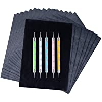 200 Sheets Carbon Paper Black Graphite Paper Transfer Tracing Paper and 5 Pieces Ball Embossing Styluses for DIY Woodworking,