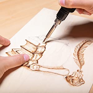 drawing 3d wood burning artwork with the WEP 939D-II solid point pen