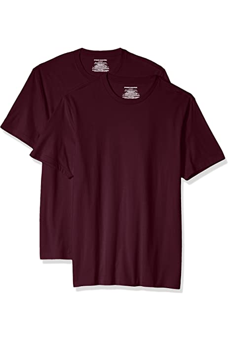 Men's Slim-Fit Short-Sleeve Crewneck T-Shirt, Pack of 2, Burgundy, Medium