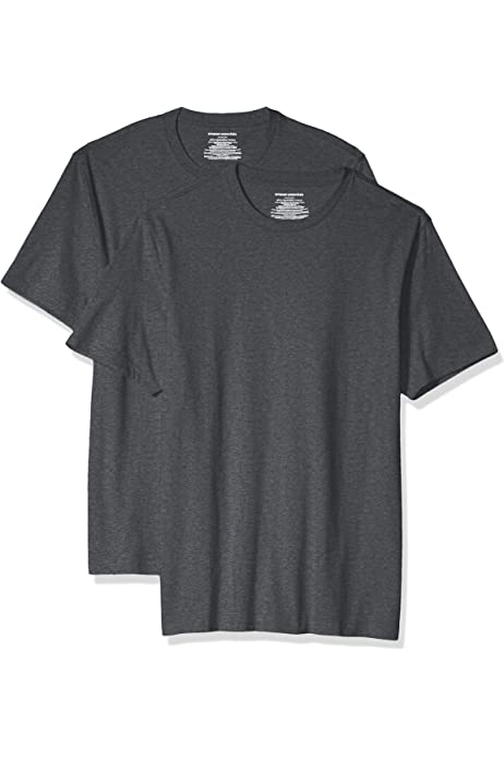 Men's Slim-Fit Short-Sleeve Crewneck T-Shirt, Pack of 2, Charcoal Heather, Large