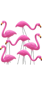 Set of 6 Small Pink Flamingo Yard Ornament